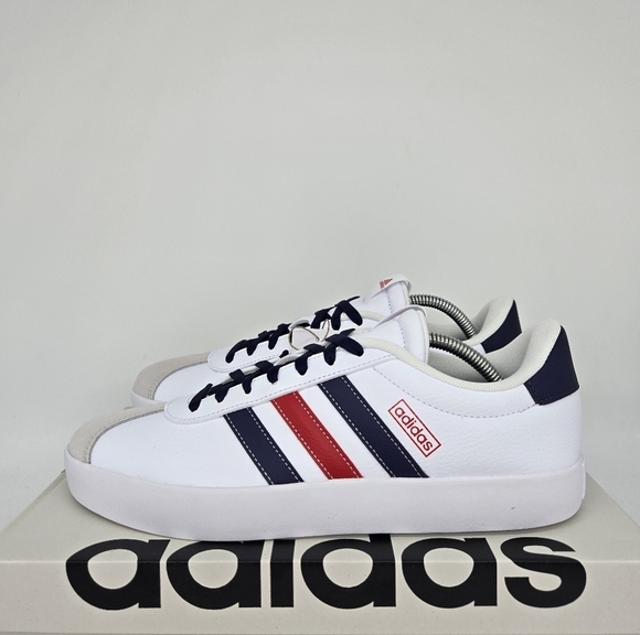 New adidas Vl Court 3.0 White Team Navy Blue Scarlet IF4465 Men's Shoes Size 9.5